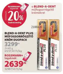 Rossmann BLEND-A-DENT PLUS MŰFOGSORRÖGZÍTŐ KRÉM DUOPACK ajánlat