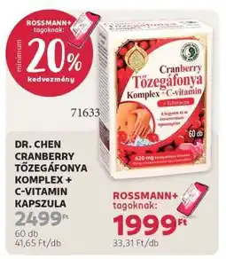 Rossmann DR. CHEN CRANBERRY TŐZEGÁFONYA KOMPLEX + C-VITAMIN KAPSZULA ajánlat
