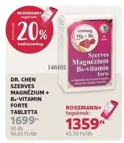 Rossmann DR. CHEN SZERVES MAGNÉZIUM + B6-VITAMIN FORTE TABLETTA ajánlat