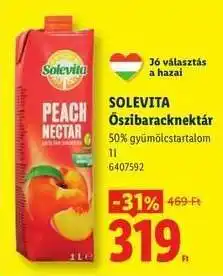 Lidl SOLEVITA Őszibaracknektár ajánlat