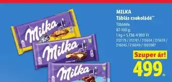 Lidl MILKA Táblás csokoládé ajánlat