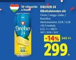 Lidl Dreher 24 alkoholmentes sör ajánlat