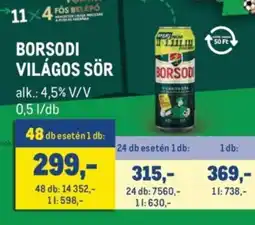 Metro Borsodi világos sör ajánlat