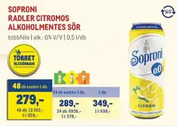 Metro Soproni radler citromos alkoholmentes sör ajánlat