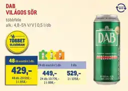 Metro Dab világos sör ajánlat