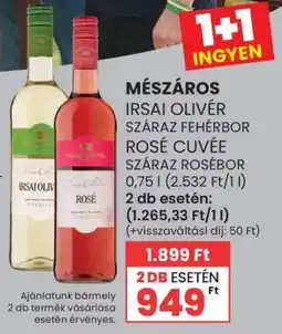 Spar Mészáros Irsai Olivér száraz fehérbor Rosé Cuvée száraz rosébor ajánlat