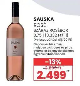 Spar SAUSKA ROSÉ SZÁRAZ ROSÉBOR ajánlat