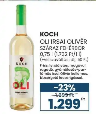 Spar KOCH OLI IRSAI OLIVÉR SZÁRAZ FEHÉRBOR ajánlat