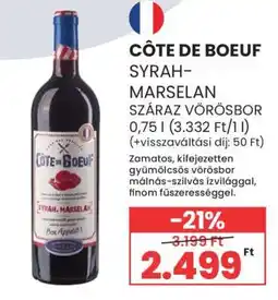 Spar CÔTE DE BOEUF SYRAH-MARSELAN ajánlat