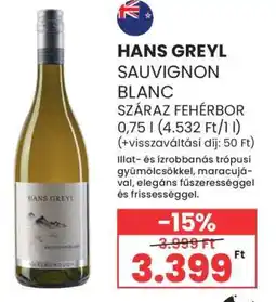 Spar HANS GREYL SAUVIGNON BLANC ajánlat
