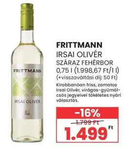 Spar Frittmann Irsai Olivér száraz fehérbor ajánlat