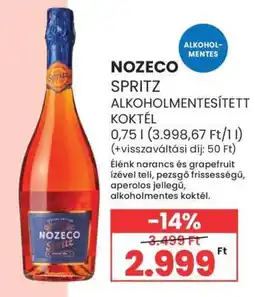 Spar NOZECO SPRITZ ALKOHOLMENTESÍTETT KOKTÉL ajánlat