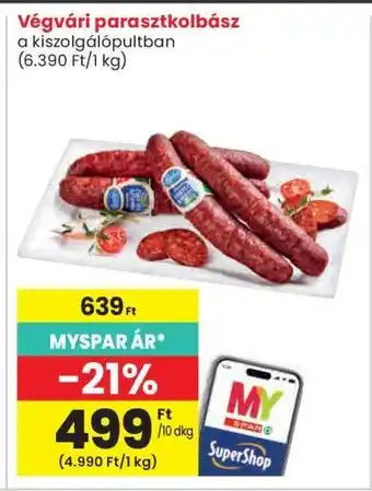 Interspar Végvári parasztkolbász ajánlat