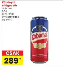 Spar KŐBÁNYAI Világos sör ajánlat