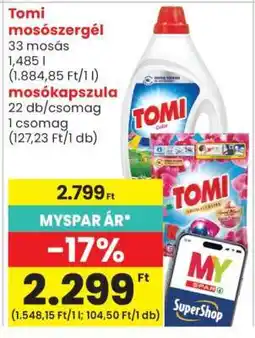 Spar Tomi mosószergél és mosókapszula ajánlat