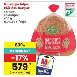 Spar Napicipó teljes kiőrlésű kenyér ajánlat