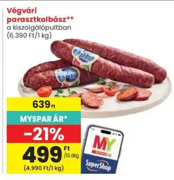 Spar Végvári parasztkolbász ajánlat