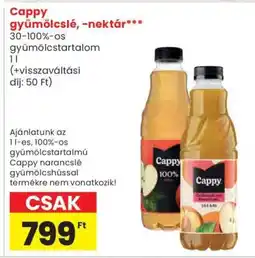 Spar Cappy gyümölcslé, -nektár ajánlat