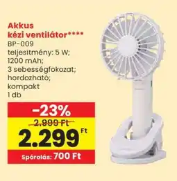 Spar Akkus kézi ventilátor ajánlat
