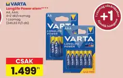 Spar VARTA Longlife Power elem ajánlat
