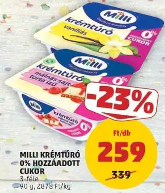 PENNY Milli Krémtúró 0% Hozzáadott Cukor ajánlat