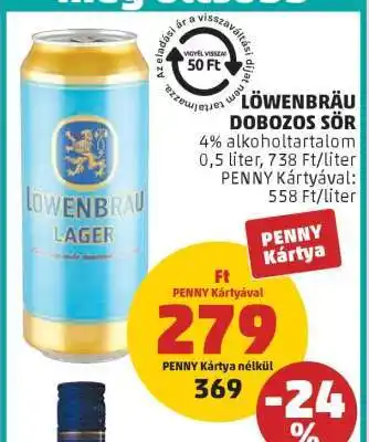 PENNY Löwenbräu Dobozos Sör ajánlat