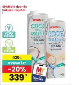 Interspar SPAR bio rizs- és kókusz-rizs ital ajánlat