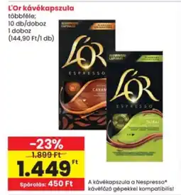 Interspar L'Or kávékapszula ajánlat