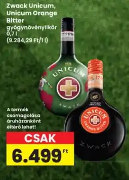 Interspar Zwack Unicum, Unicum Orange Bitter ajánlat