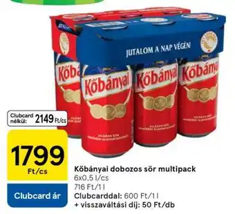 Tesco Kőbányai dobozos sör multipack ajánlat