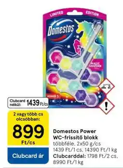 Tesco Domestos Power WC-frissítő blokk ajánlat