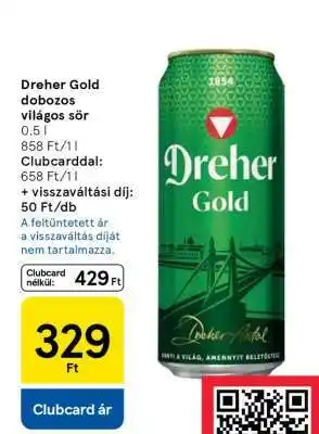Tesco Dreher Gold dobozos világos sör ajánlat