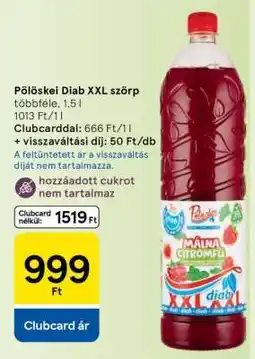 Tesco Pölöskei Diab XXL szörp ajánlat