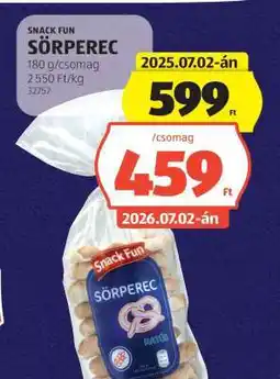 ALDI Snack Fun Sörperec ajánlat