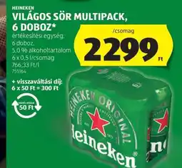ALDI Heineken Világos Sör Multipack, 6 Doboz ajánlat
