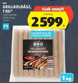 ALDI BBQ GRILLKOLBÁSZ, 1 KG ajánlat