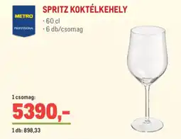 Metro Spritz koktélkehely ajánlat