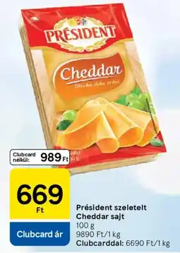 Tesco Président szeletelt Cheddar sajt ajánlat