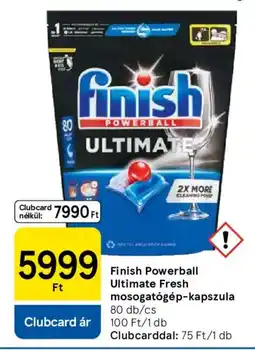 Tesco Finish Powerball Ultimate Fresh mosogatógép-kapszula ajánlat