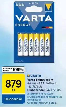 Tesco Varta Energy elem ajánlat