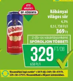 Coop KŐBÁNYAI Világos sör ajánlat
