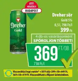 Coop Dreher sör Gold 5% ajánlat
