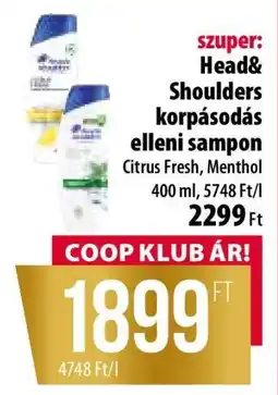 Coop Head&Shoulders korpásodás elleni sampon ajánlat
