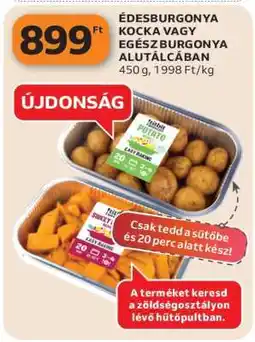 Auchan Édesburgonya kocka vagy egész burgonya alutálcában ajánlat