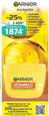 Auchan GARNIER VITAMIN C HIDRATÁLÓ SORBET KRÉM ajánlat