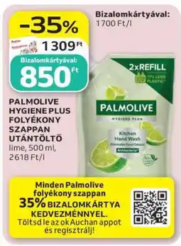 Auchan PALMOLIVE HYGIENE PLUS FOLYÉKONY SZAPPAN UTÁNTÖLTŐ ajánlat