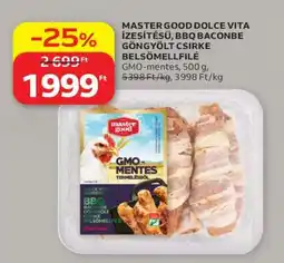 Auchan MASTER GOOD DOLCE VITA ÍZESÍTÉSŰ, BBQ BACONBE GÖNGYÖLT CSIRKE BELSŐMELLFILÉ ajánlat