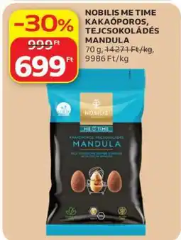 Auchan NOBILIS ME TIME KAKAÓPOROS, TEJCSOKOLÁDÉS MANDULA ajánlat