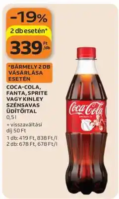Auchan Coca-Cola, Fanta, Sprite vagy Kinley szénsavas üdítőital ajánlat