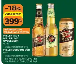 Auchan Miller vagy Miller Lime üveges sör ajánlat
